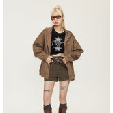 Unisex Jacket Retro Cardigan Hoodie Loose Spring and Autumn Coat